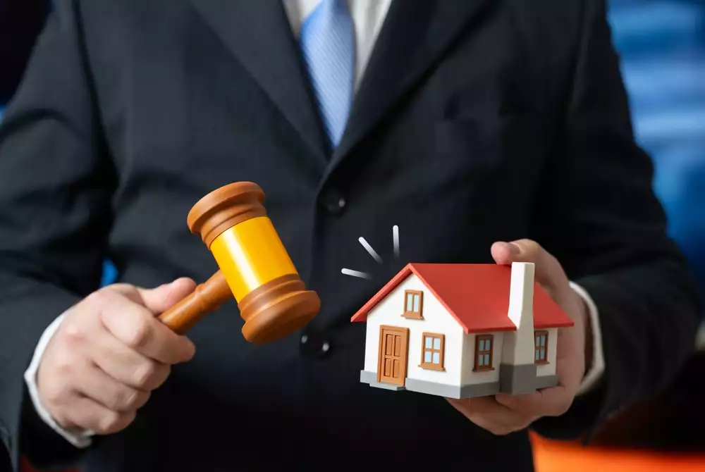 Court decision concept photo on housing and real estate.
